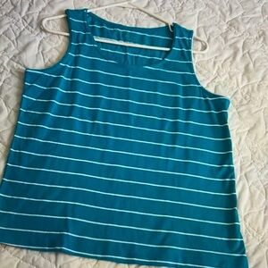 Coral Bay Aqua and White Striped Tank Top